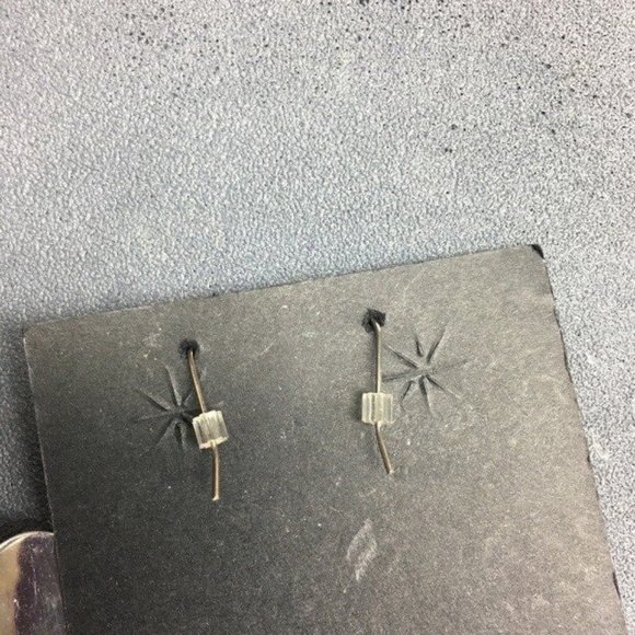 Dangle Pierced Earrings Marbled Orange Silver Swirl Retro Boho - Picture 2 of 3